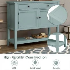 39 in. Retro Green Modern Rectangle Console Table Sofa Table for Living Room with 2 Drawers and 1 Shelf by Siavonce -OS Home Sales Shop retro green siavonce console tables u y wf212327aam 44 1000