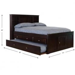 Mission Espresso Brown Full Sized Captains Bookcase Bed with 3-Drawers and a Twin Trundle by OS Home and Office Furniture -OS Home Sales Shop rich espresso os home and office furniture kids beds 82921k3 22 4f 1000