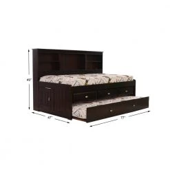 Mission Espresso Brown Twin Sized Bookcase Daybed with 3-Drawers and a Twin Trundle by OS Home and Office Furniture -OS Home Sales Shop rich espresso os home and office furniture kids beds 82922k3 22 4f 1000