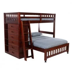 Rich Merlot Series Rich Red Merlot Twin Size Over Full Size Bunkbed with Drawers by OS Home and Office Furniture