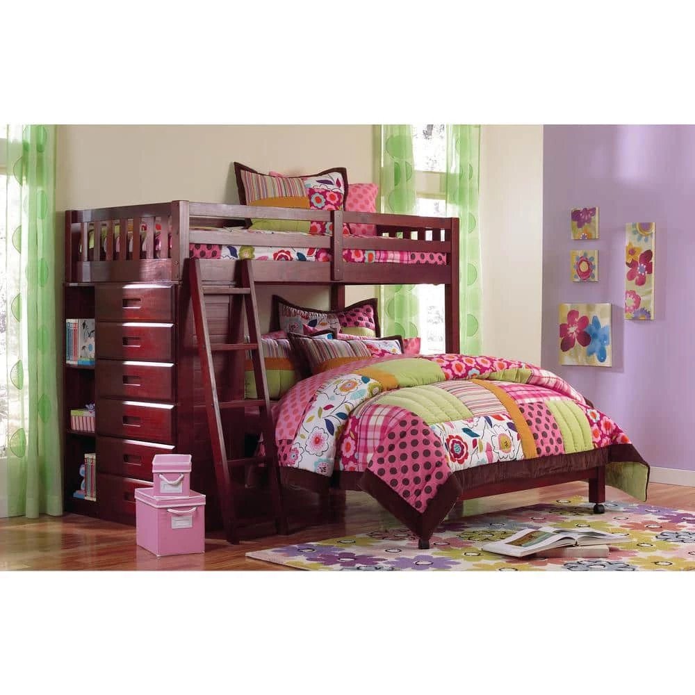 Rich Merlot Mission Twin Over Full Loft Bed with 6-Drawers by OS Home and Office Furniture 4 Rich Merlot Mission Twin Over Full Loft Bed with 6-Drawers by OS Home and Office Furniture - Image 2