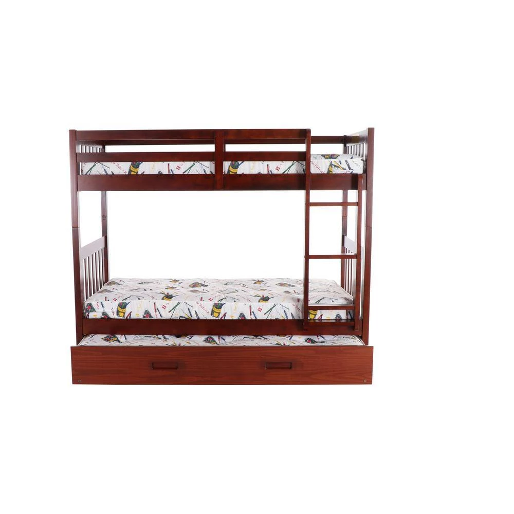 Rich Merlot Series Rich Red Merlot Twin Size Over Twin Size Bunkbed with Trundle Bed by OS Home and Office Furniture 7 Rich Merlot Series Rich Red Merlot Twin Size Over Twin Size Bunkbed with Trundle Bed by OS Home and Office Furniture - Image 5