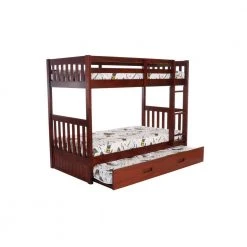 Rich Merlot Series Rich Red Merlot Twin Size Over Twin Size Bunkbed with Trundle Bed by OS Home and Office Furniture