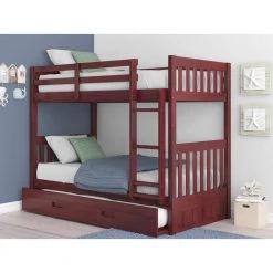 Rich Merlot Series Rich Red Merlot Twin Size Over Twin Size Bunkbed with Trundle Bed by OS Home and Office Furniture 16 Rich Merlot Series Rich Red Merlot Twin Size Over Twin Size Bunkbed with Trundle Bed by OS Home and Office Furniture -OS Home Sales Shop rich merlot os home and office furniture bunk beds 2810 trund fa 1000