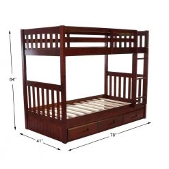 Rich Merlot Mission Merlot Finished Twin Over Twin Bunkbed with 3-Drawers by OS Home and Office Furniture -OS Home Sales Shop rich merlot os home and office furniture bunk beds 2811k3 22 4f 1000
