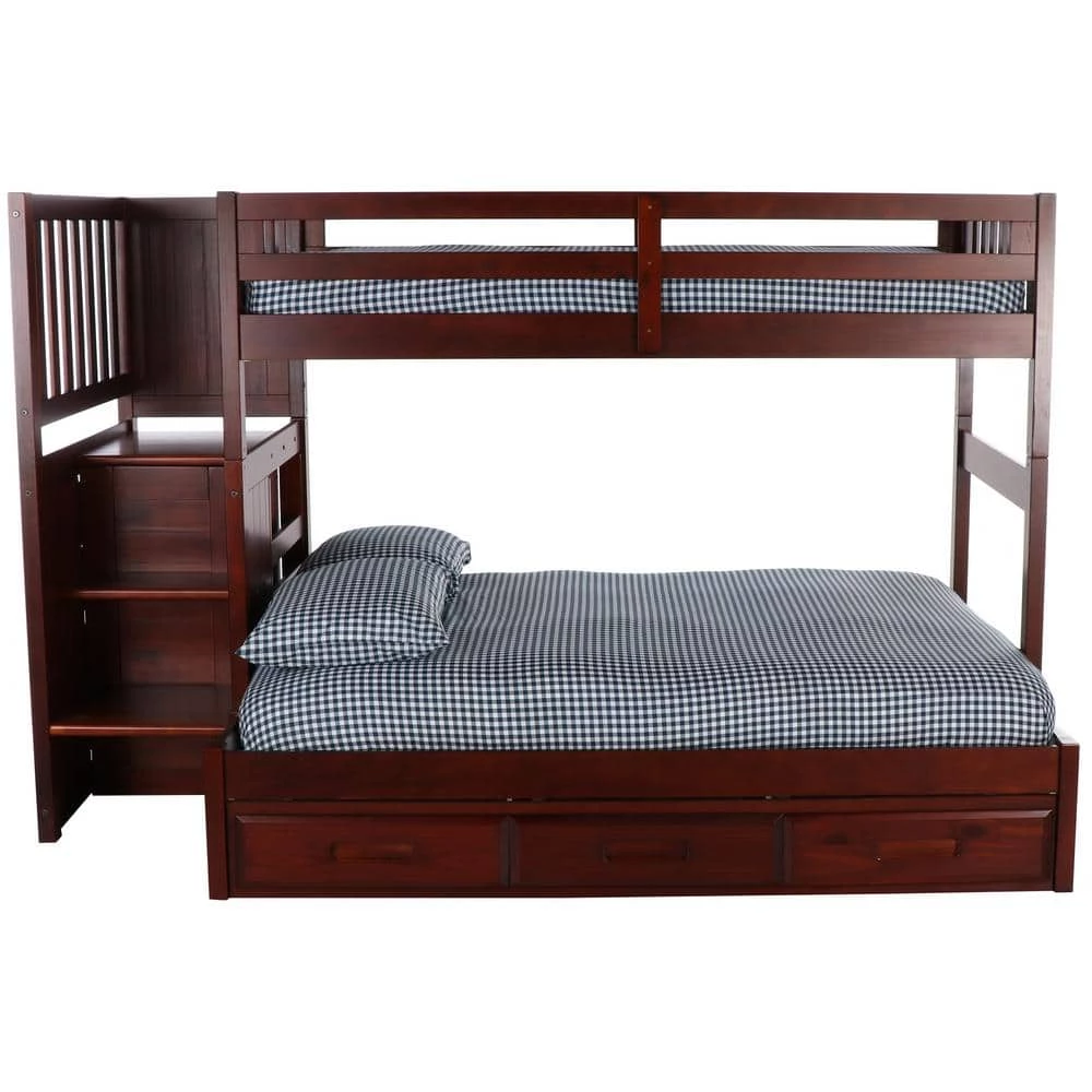 Rich Merlot Series Rich Red Merlot Twin Size Over Full Size Staircase Bunkbed with 7-Drawers by OS Home and Office Furniture 6 Rich Merlot Series Rich Red Merlot Twin Size Over Full Size Staircase Bunkbed with 7-Drawers by OS Home and Office Furniture - Image 4