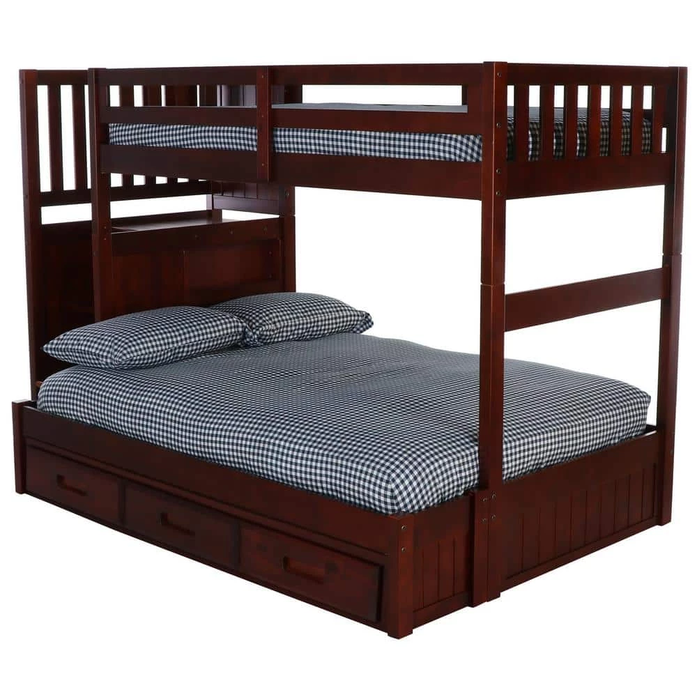 Rich Merlot Series Rich Red Merlot Twin Size Over Full Size Staircase Bunkbed with 7-Drawers by OS Home and Office Furniture 7 Rich Merlot Series Rich Red Merlot Twin Size Over Full Size Staircase Bunkbed with 7-Drawers by OS Home and Office Furniture - Image 5