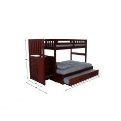 Rich Merlot Series Rich Red Merlot Twin Size Over Full Size Staircase Bunkbed with 4-Drawers and Trundle Bed by OS Home and Office Furniture -OS Home Sales Shop rich merlot os home and office furniture bunk beds 2814 tf trund 4f 1000