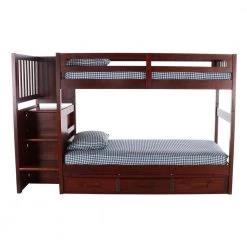 Rich Merlot Series Rich Merlot Twin Size Over Twin Size Staircase Bunkbed with 7-Drawers by OS Home and Office Furniture -OS Home Sales Shop rich merlot os home and office furniture bunk beds 2814 tt k3 kd 1f 1000