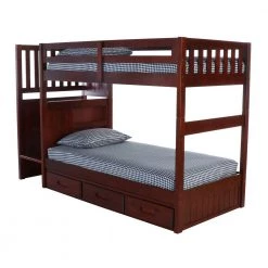 Rich Merlot Series Rich Merlot Twin Size Over Twin Size Staircase Bunkbed with 7-Drawers by OS Home and Office Furniture -OS Home Sales Shop rich merlot os home and office furniture bunk beds 2814 tt k3 kd fa 1000
