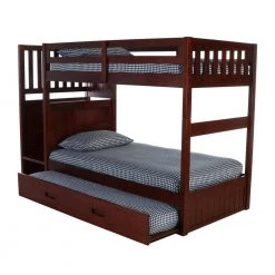 Rich Merlot Series Rich Red Merlot Twin Size over Twin Size Staircase Bunkbed with 4-Drawers and Trundle Bed by OS Home and Office Furniture -OS Home Sales Shop rich merlot os home and office furniture bunk beds 2814 tt trund 44 1000