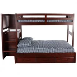 Rich Merlot Mission Twin Over Full Staircase Bunkbed with 3-Drawers by OS Home and Office Furniture -OS Home Sales Shop rich merlot os home and office furniture bunk beds 2817tfk3 22 1f 1000