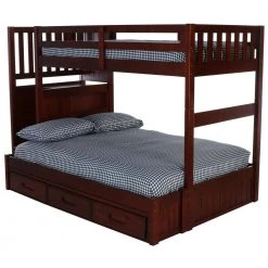 Rich Merlot Mission Twin Over Full Staircase Bunkbed with 3-Drawers by OS Home and Office Furniture -OS Home Sales Shop rich merlot os home and office furniture bunk beds 2817tfk3 22 44 1000