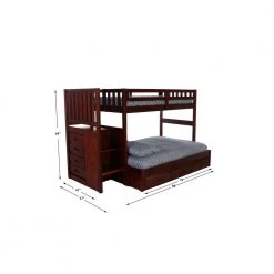 Rich Merlot Mission Twin Over Full Staircase Bunkbed with 3-Drawers by OS Home and Office Furniture -OS Home Sales Shop rich merlot os home and office furniture bunk beds 2817tfk3 22 4f 1000