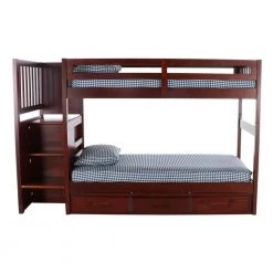 Rich Merlot Mission Merlot Finished Twin Over Twin Staircase Bunkbed with 3-Drawers by OS Home and Office Furniture -OS Home Sales Shop rich merlot os home and office furniture bunk beds 2817ttk3 22 1f 1000