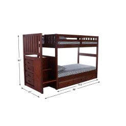 Rich Merlot Mission Merlot Finished Twin Over Twin Staircase Bunkbed with 3-Drawers by OS Home and Office Furniture -OS Home Sales Shop rich merlot os home and office furniture bunk beds 2817ttk3 22 4f 1000