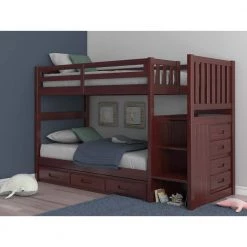 Rich Merlot Mission Merlot Finished Twin Over Twin Staircase Bunkbed with 3-Drawers by OS Home and Office Furniture -OS Home Sales Shop rich merlot os home and office furniture bunk beds 2817ttk3 22 c3 1000