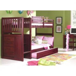 Rich Merlot Mission Merlot Finished Twin Over Twin Staircase Bunkbed with Twin Trundle by OS Home and Office Furniture 16 Rich Merlot Mission Merlot Finished Twin Over Twin Staircase Bunkbed with Twin Trundle by OS Home and Office Furniture -OS Home Sales Shop rich merlot os home and office furniture bunk beds 2817tttru 22 fa 1000