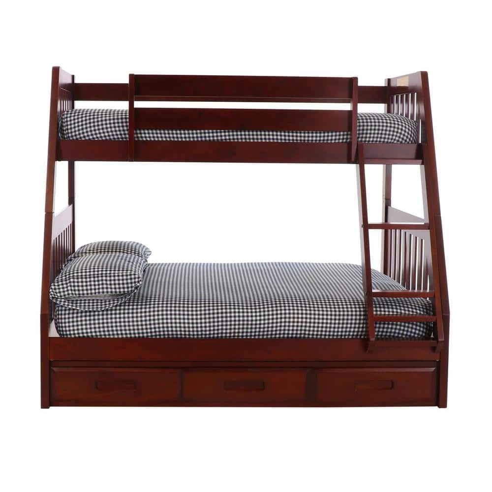 Rich Merlot Series Rich Red Merlot Twin Size Over Full Size Bunkbed with 3-Drawer Drawers by OS Home and Office Furniture 7 Rich Merlot Series Rich Red Merlot Twin Size Over Full Size Bunkbed with 3-Drawer Drawers by OS Home and Office Furniture - Image 5