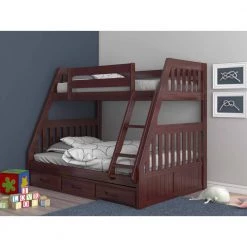Rich Merlot Series Rich Red Merlot Twin Size Over Full Size Bunkbed with 3-Drawer Drawers by OS Home and Office Furniture 12 Rich Merlot Series Rich Red Merlot Twin Size Over Full Size Bunkbed with 3-Drawer Drawers by OS Home and Office Furniture -OS Home Sales Shop rich merlot os home and office furniture bunk beds 2818 k3 kd c3 1000