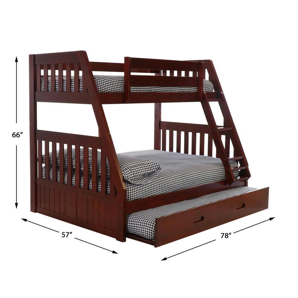 Rich Merlot Series Mahogany Finish Twin Size Over Full Size Bunkbed with Trundle Bed by OS Home and Office Furniture 6 Rich Merlot Series Mahogany Finish Twin Size Over Full Size Bunkbed with Trundle Bed by OS Home and Office Furniture - Image 4