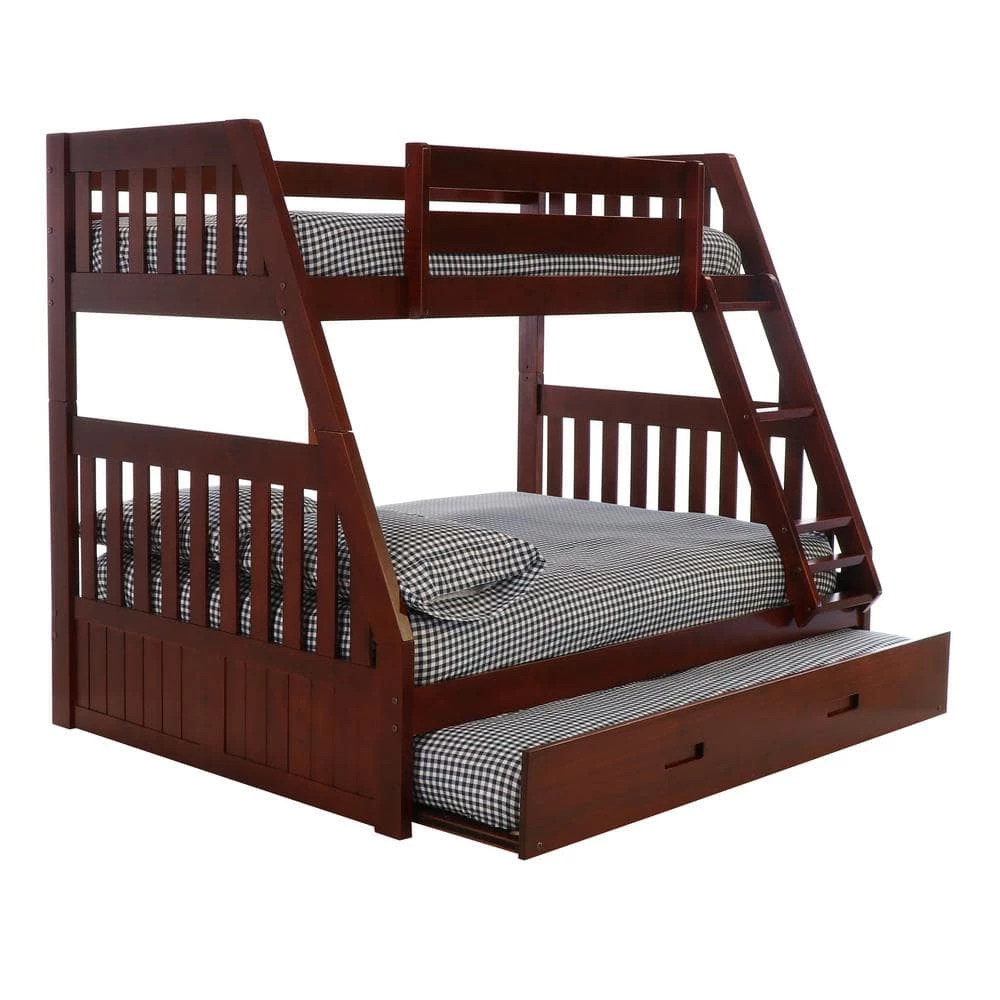 Rich Merlot Series Mahogany Finish Twin Size Over Full Size Bunkbed with Trundle Bed by OS Home and Office Furniture 3 Rich Merlot Series Mahogany Finish Twin Size Over Full Size Bunkbed with Trundle Bed by OS Home and Office Furniture