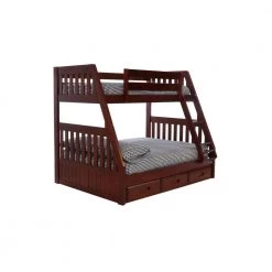 Rich Merlot Mission Twin Over Full Bunkbed with 3-Drawers by OS Home and Office Furniture