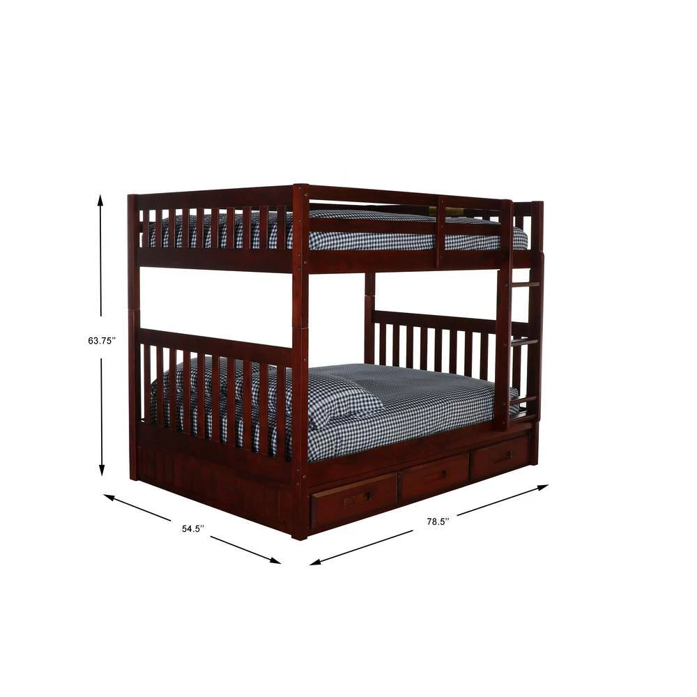 Rich Merlot Series Rich Merlot Full Size over Full Size Bunkbed with 3-Drawer Drawers by OS Home and Office Furniture 5 Rich Merlot Series Rich Merlot Full Size over Full Size Bunkbed with 3-Drawer Drawers by OS Home and Office Furniture - Image 3