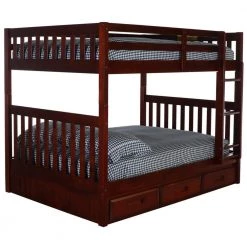 Rich Merlot Series Rich Merlot Full Size over Full Size Bunkbed with 3-Drawer Drawers by OS Home and Office Furniture