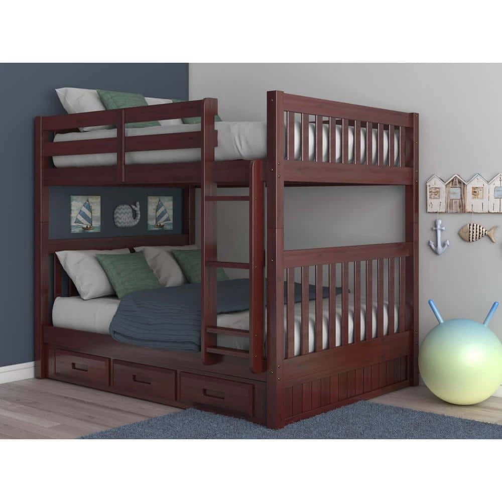 Rich Merlot Series Rich Merlot Full Size over Full Size Bunkbed with 3-Drawer Drawers by OS Home and Office Furniture 4 Rich Merlot Series Rich Merlot Full Size over Full Size Bunkbed with 3-Drawer Drawers by OS Home and Office Furniture - Image 2