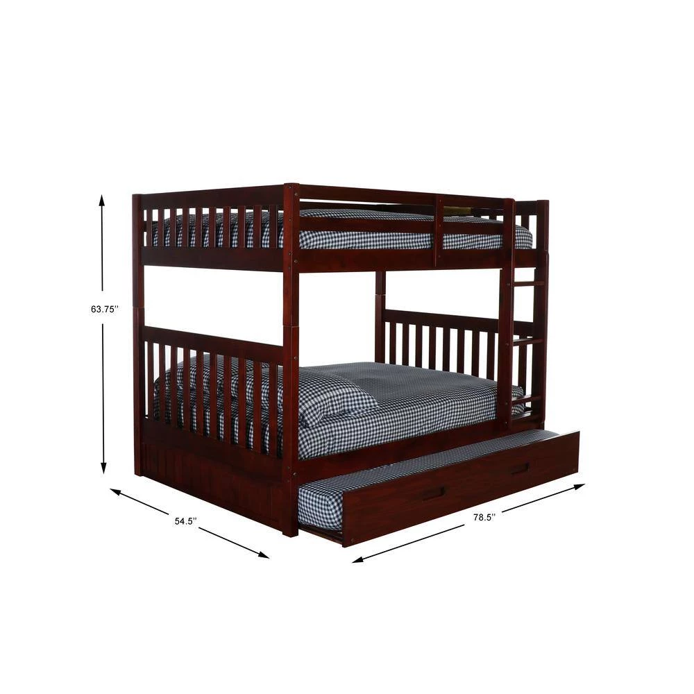 Rich Merlot Series Rich Red Merlot Full Size Over Full Size Bunkbed with Trundle Bed by OS Home and Office Furniture 5 Rich Merlot Series Rich Red Merlot Full Size Over Full Size Bunkbed with Trundle Bed by OS Home and Office Furniture - Image 3