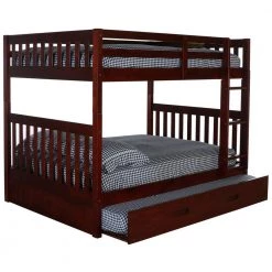 Rich Merlot Series Rich Red Merlot Full Size Over Full Size Bunkbed with Trundle Bed by OS Home and Office Furniture
