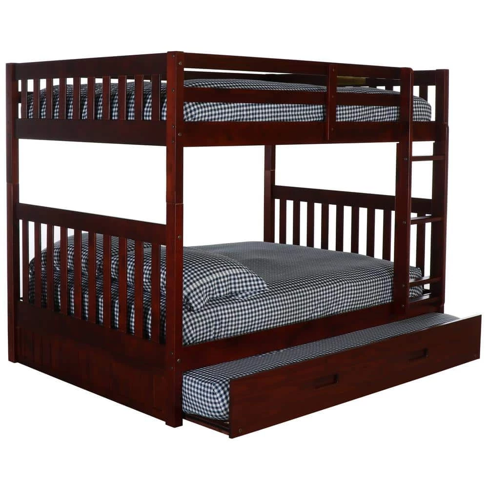 Rich Merlot Series Rich Red Merlot Full Size Over Full Size Bunkbed with Trundle Bed by OS Home and Office Furniture 3 Rich Merlot Series Rich Red Merlot Full Size Over Full Size Bunkbed with Trundle Bed by OS Home and Office Furniture