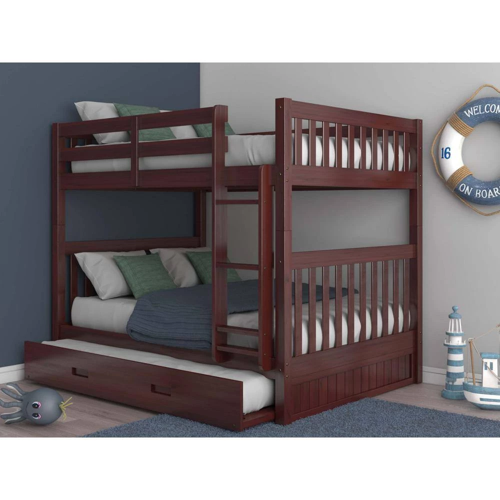 Rich Merlot Series Rich Red Merlot Full Size Over Full Size Bunkbed with Trundle Bed by OS Home and Office Furniture 4 Rich Merlot Series Rich Red Merlot Full Size Over Full Size Bunkbed with Trundle Bed by OS Home and Office Furniture - Image 2