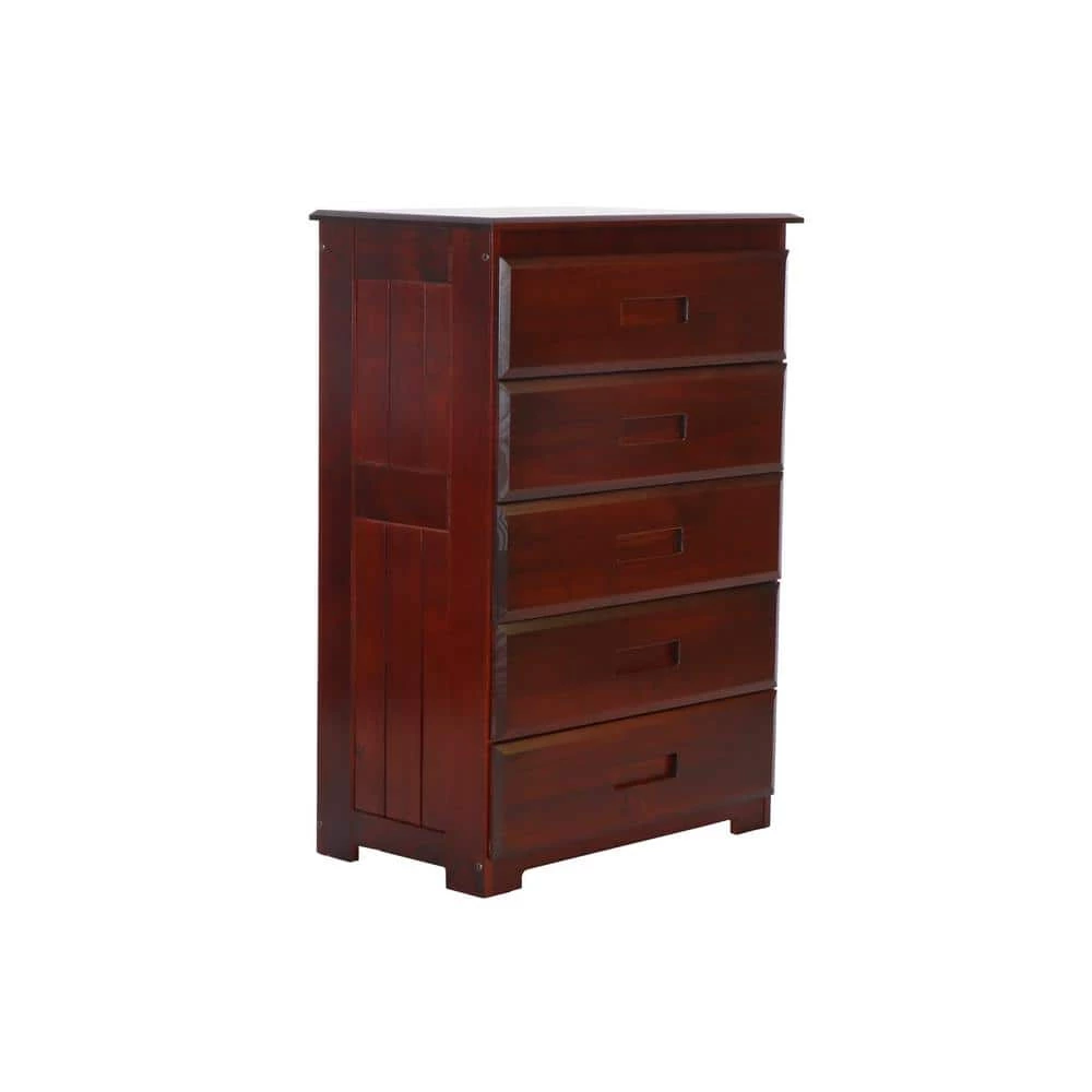 5-Drawer Rich Merlot Mission Chest of Drawers 30 in. W x 43 in. H by OS Home and Office Furniture 3 5-Drawer Rich Merlot Mission Chest of Drawers 30 in. W x 43 in. H by OS Home and Office Furniture