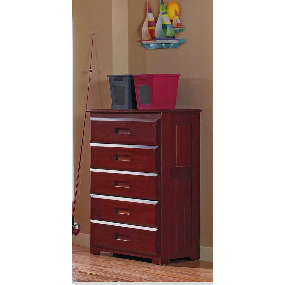 5-Drawer Rich Merlot Mission Chest of Drawers 30 in. W x 43 in. H by OS Home and Office Furniture 6 5-Drawer Rich Merlot Mission Chest of Drawers 30 in. W x 43 in. H by OS Home and Office Furniture - Image 4