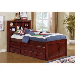 Merlot Mission Brown Twin Sized Captains Bookcase Bed with Twelve-Drawers by OS Home and Office Furniture -OS Home Sales Shop rich merlot os home and office furniture kids beds 82820k12 22 1f 1000