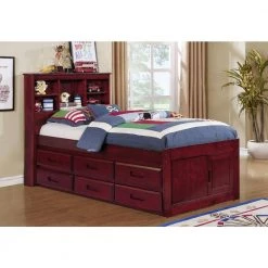 Merlot Mission Brown Twin Sized Captains Bookcase Bed with Twelve-Drawers by OS Home and Office Furniture -OS Home Sales Shop rich merlot os home and office furniture kids beds 82820k12 22 31 1000