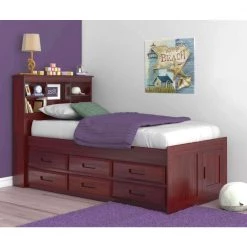 Merlot Mission Brown Twin Sized Captains Bookcase Bed with Twelve-Drawers by OS Home and Office Furniture -OS Home Sales Shop rich merlot os home and office furniture kids beds 82820k12 22 c3 1000