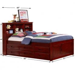 Merlot Mission Brown Full Sized Captains Bookcase Bed with Twelve-Drawers by OS Home and Office Furniture -OS Home Sales Shop rich merlot os home and office furniture kids beds 82821k12 22 4f 1000