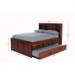 Merlot Mission Brown Full Sized Captains Bookcase Bed with 3-Drawers and a Twin Trundle by OS Home and Office Furniture -OS Home Sales Shop rich merlot os home and office furniture kids beds 82821k3 22 4f 1000
