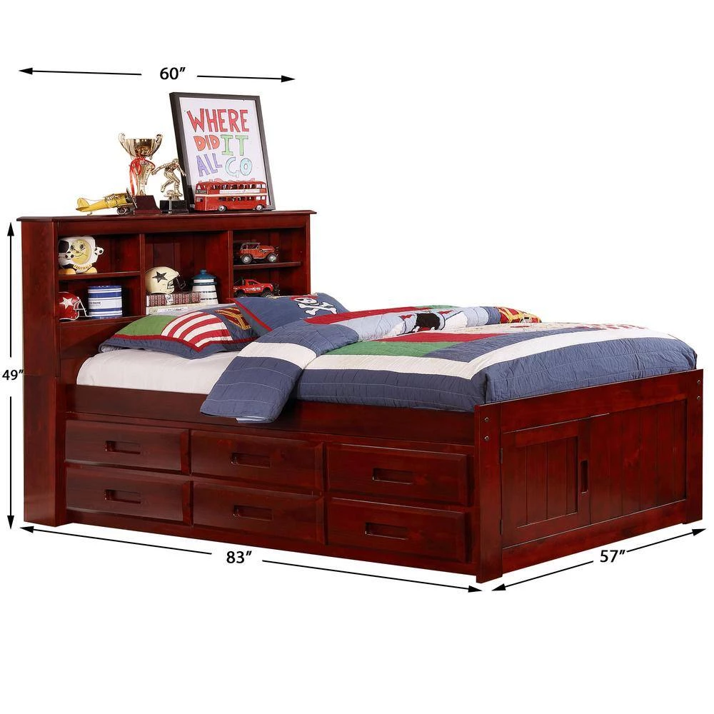 Merlot Mission Brown Full Sized Captains Bookcase Bed with 6-Drawers by OS Home and Office Furniture 5 Merlot Mission Brown Full Sized Captains Bookcase Bed with 6-Drawers by OS Home and Office Furniture - Image 3