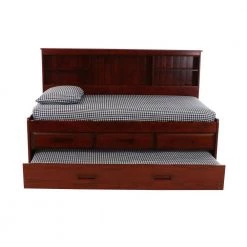 Merlot Mission Brown Twin Sized Bookcase Daybed with 3-Drawers and a Twin Trundle by OS Home and Office Furniture -OS Home Sales Shop rich merlot os home and office furniture kids beds 82822k3 22 1f 1000