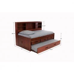 Merlot Mission Brown Twin Sized Bookcase Daybed with 3-Drawers and a Twin Trundle by OS Home and Office Furniture -OS Home Sales Shop rich merlot os home and office furniture kids beds 82822k3 22 4f 1000