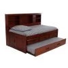 Merlot Mission Brown Twin Sized Bookcase Daybed with 3-Drawers and a Twin Trundle by OS Home and Office Furniture