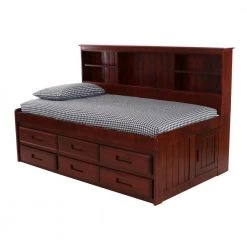 Merlot Mission Brown Twin Sized Bookcase Daybed with 6-Drawers by OS Home and Office Furniture