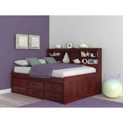 Merlot Mission Brown Full Sized Bookcase Daybed with 6-Drawers by OS Home and Office Furniture -OS Home Sales Shop rich merlot os home and office furniture kids beds 82823k6 22 c3 1000