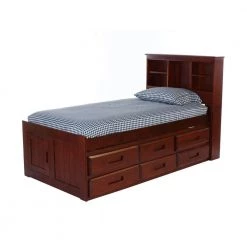 Rich Merlot Series Twin Size Platform Bed Rich Merlot with 12-Drawers by OS Home and Office Furniture