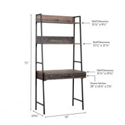 71 in. Planked Knotty Pine Wood 3-shelf Ladder Bookcase with Open Back by OS Home and Office Furniture -OS Home Sales Shop rustic planked knotty pine collection os home and office furniture bookcases bookshelves 41106 4f 1000