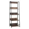 71 in. Planked Knotty Pine Wood 4-shelf Ladder Bookcase with Open Back by OS Home and Office Furniture